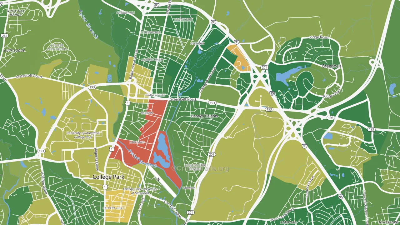Berwyn Heights, MD Map of Drug-Related Crime Rates