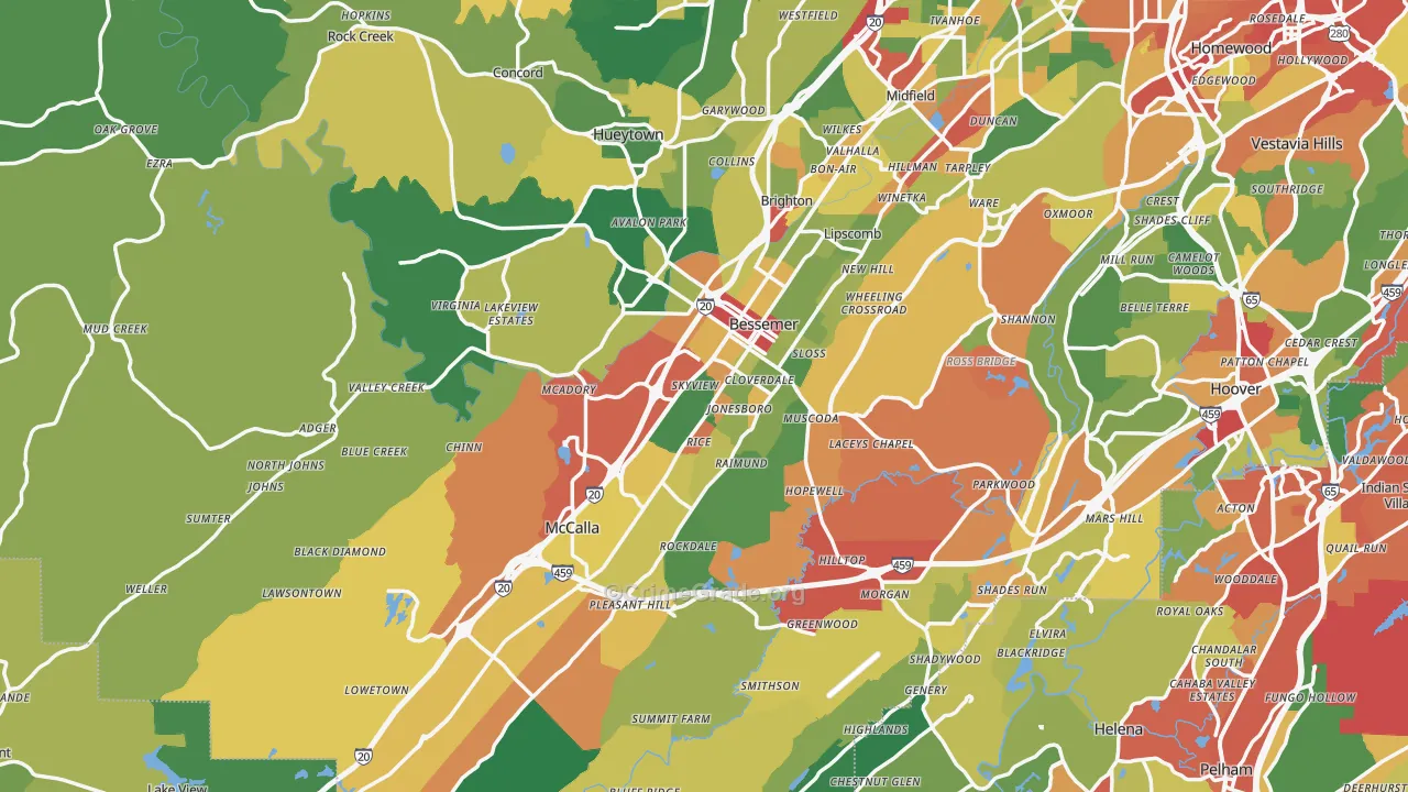 Bessemer, AL Map of Drug-Related Crime Rates