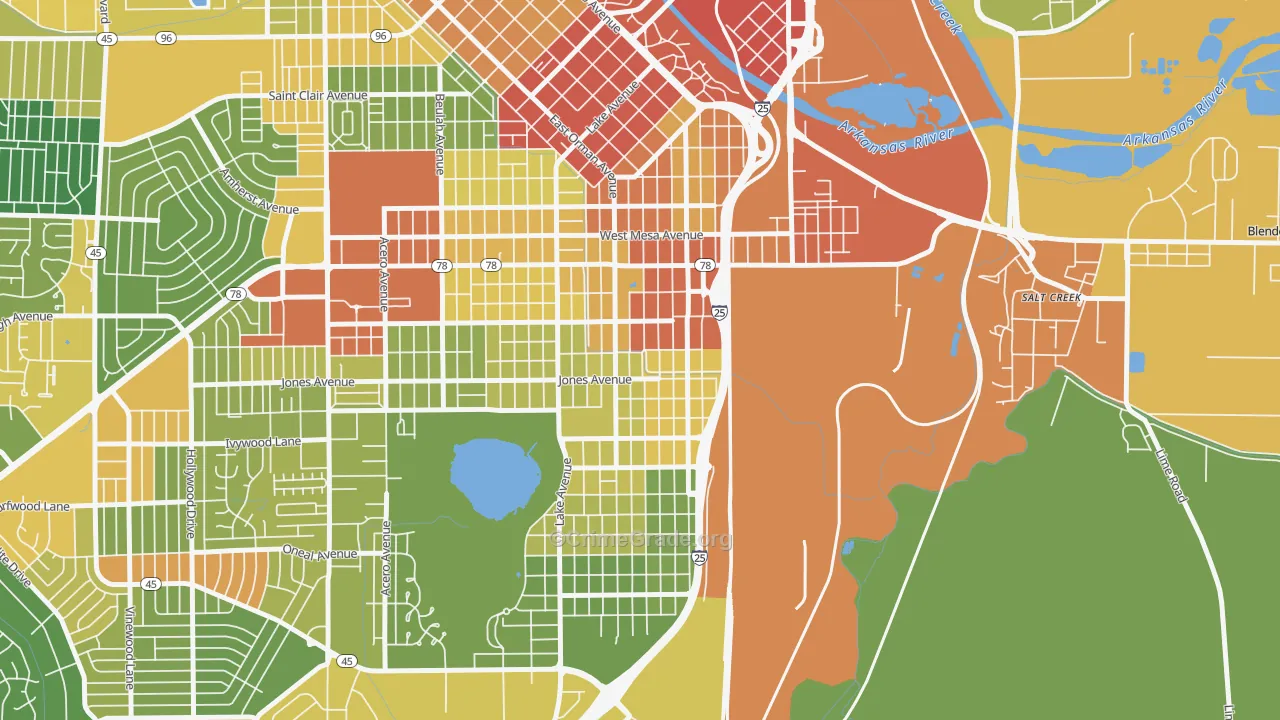 Bessemer, Pueblo, CO Map of Drug-Related Crime Rates