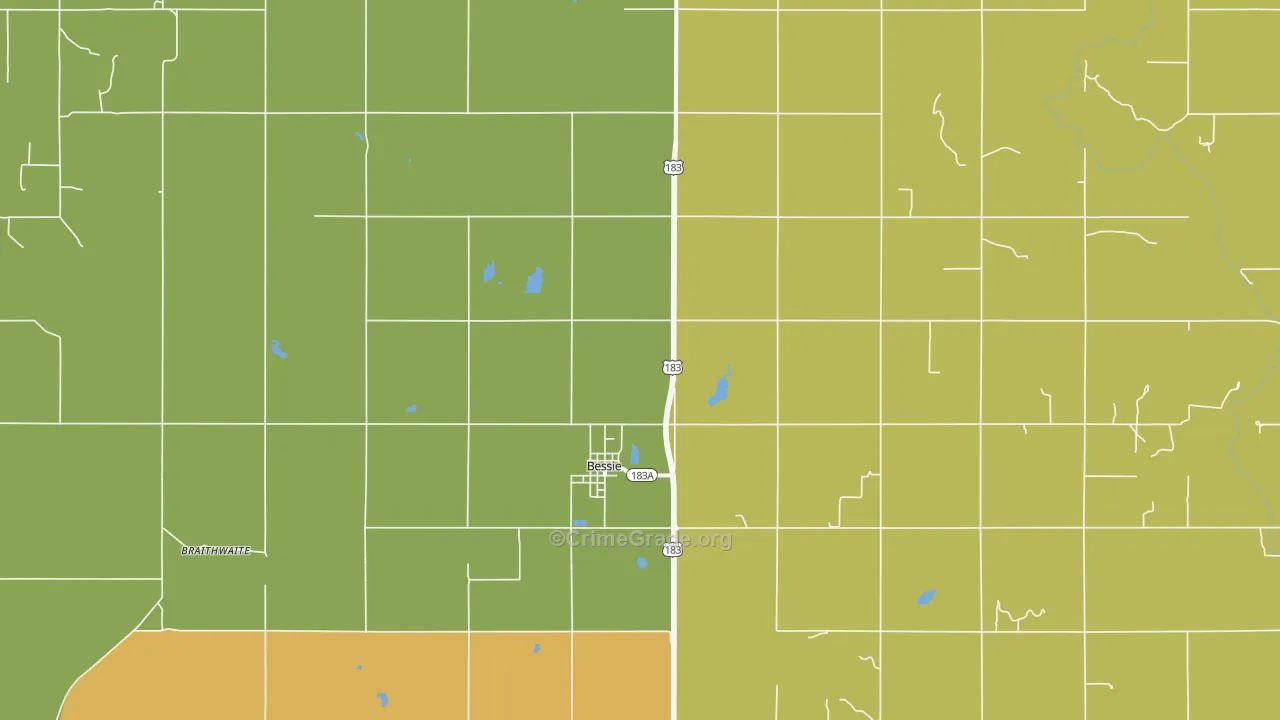 Bessie, OK Map of Drug-Related Crime Rates