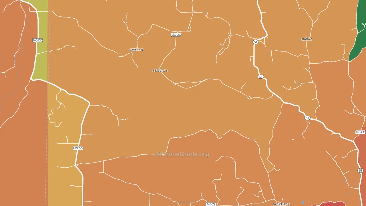Bessville, MO Map of Drug-Related Crime Rates