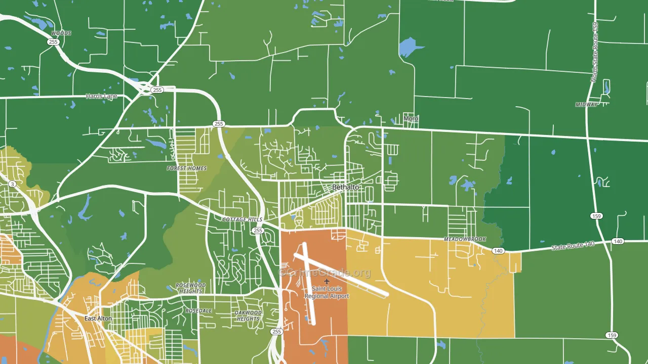 Bethalto, IL Map of Drug-Related Crime Rates