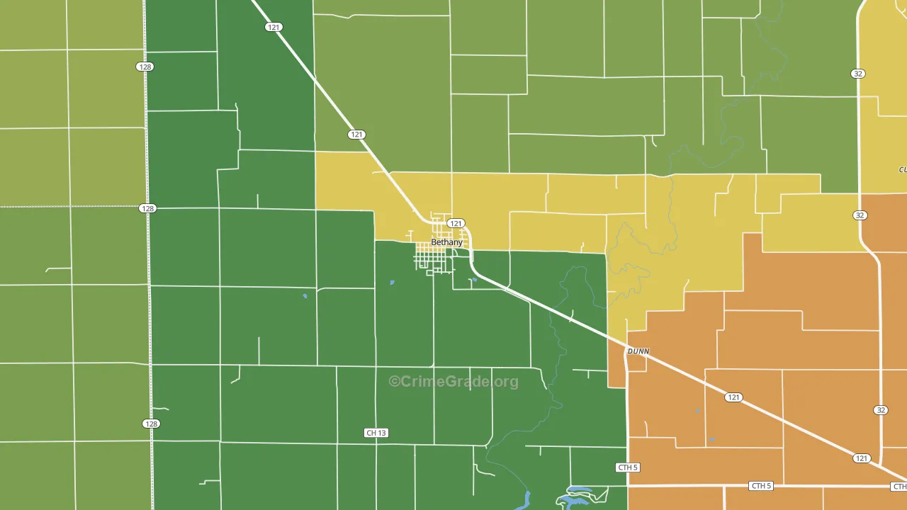 Bethany, IL Map of Drug-Related Crime Rates
