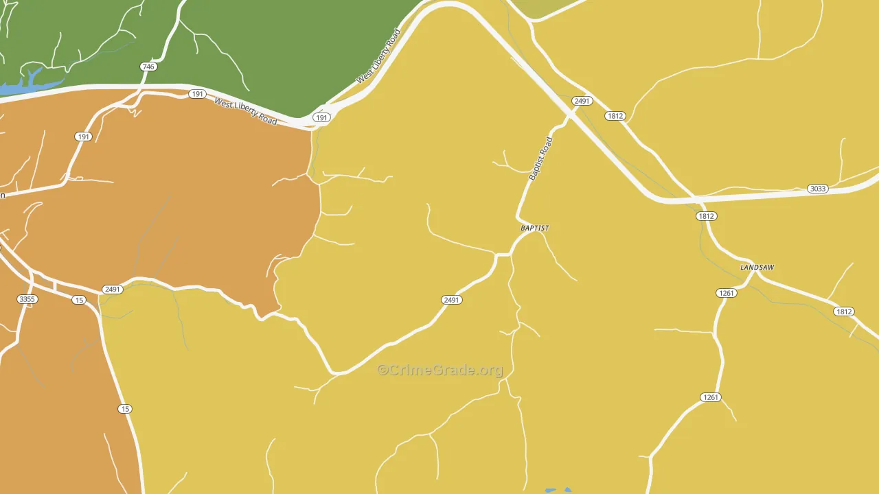 Bethany, KY Map of Drug-Related Crime Rates
