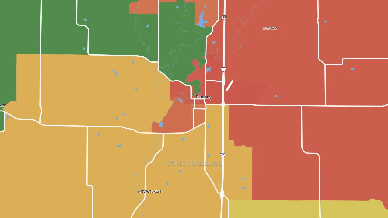 Bethany, MO Map of Drug-Related Crime Rates