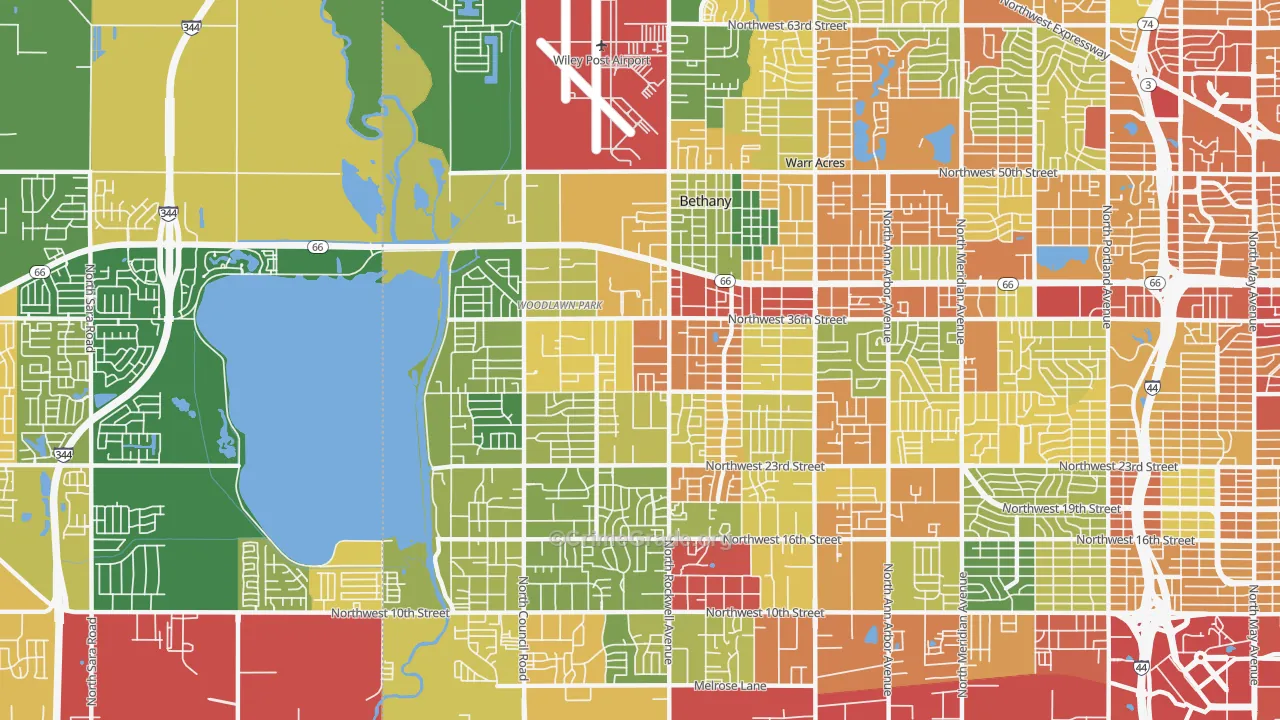 Bethany, OK Map of Drug-Related Crime Rates