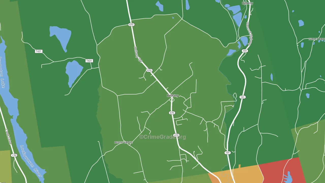 Bethany, PA Map of Drug-Related Crime Rates
