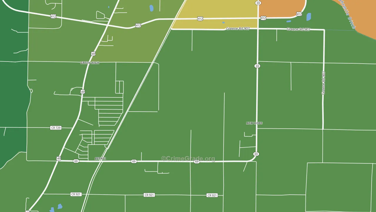 Bethel, AR Map of Drug-Related Crime Rates