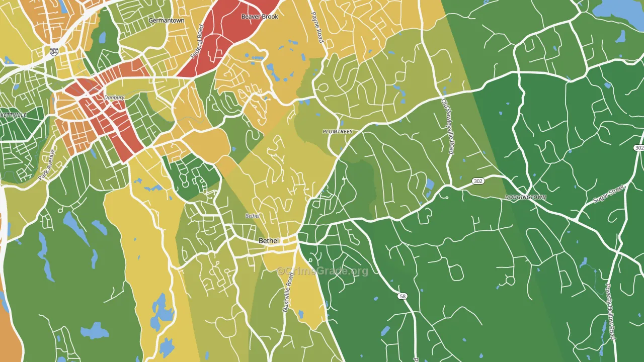 Bethel, CT Map of Drug-Related Crime Rates