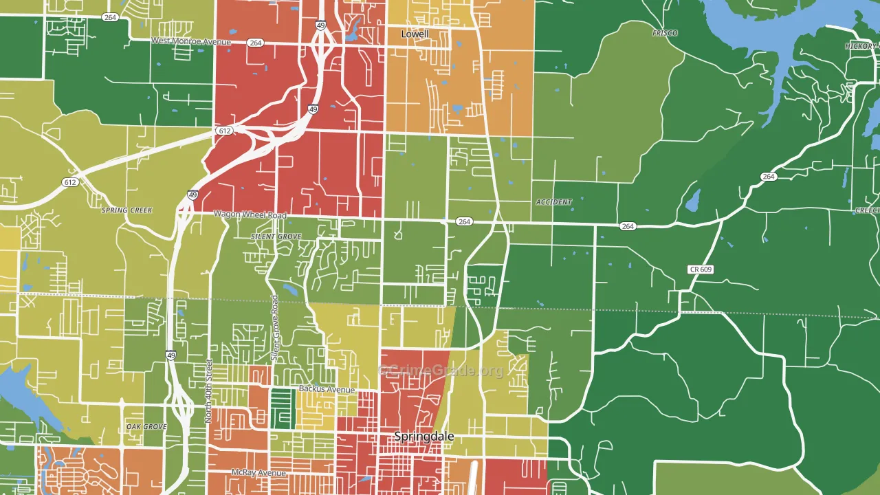 Bethel Heights, AR Map of Drug-Related Crime Rates