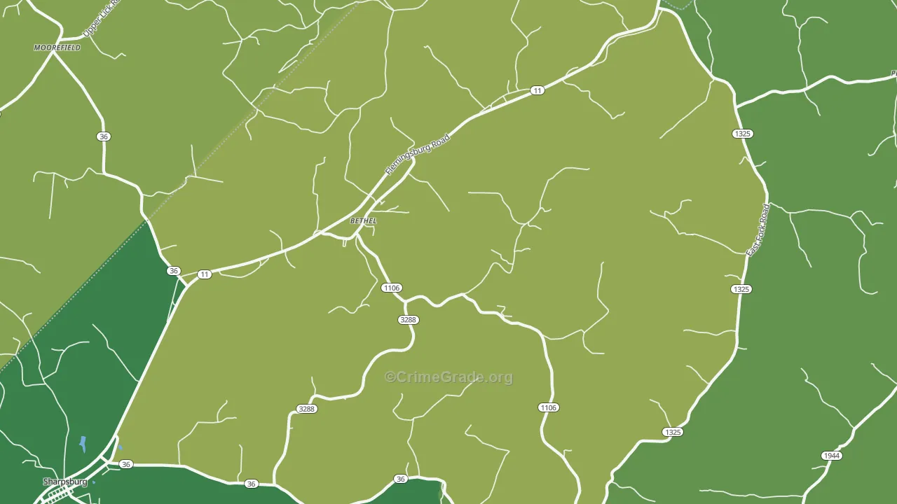 Bethel, KY Map of Drug-Related Crime Rates
