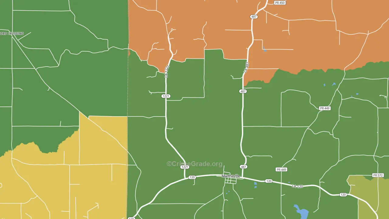 Bethel, LA Map of Drug-Related Crime Rates