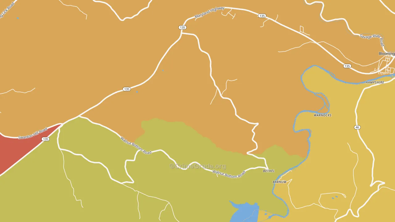 Bethel, MD Map of Drug-Related Crime Rates