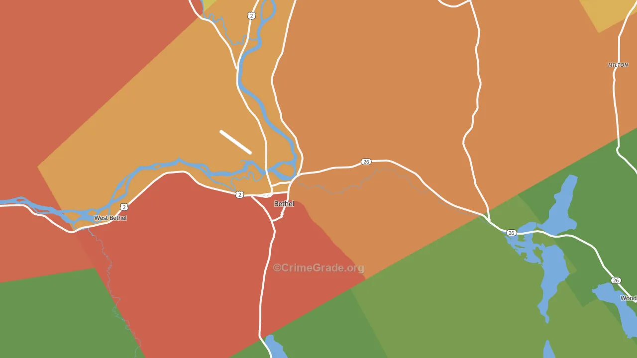 Bethel, ME Map of Drug-Related Crime Rates