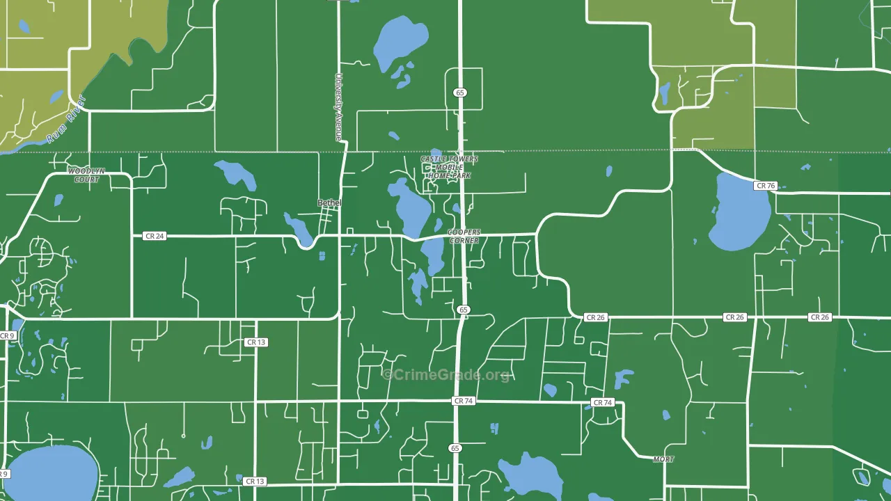 Bethel, MN Map of Drug-Related Crime Rates
