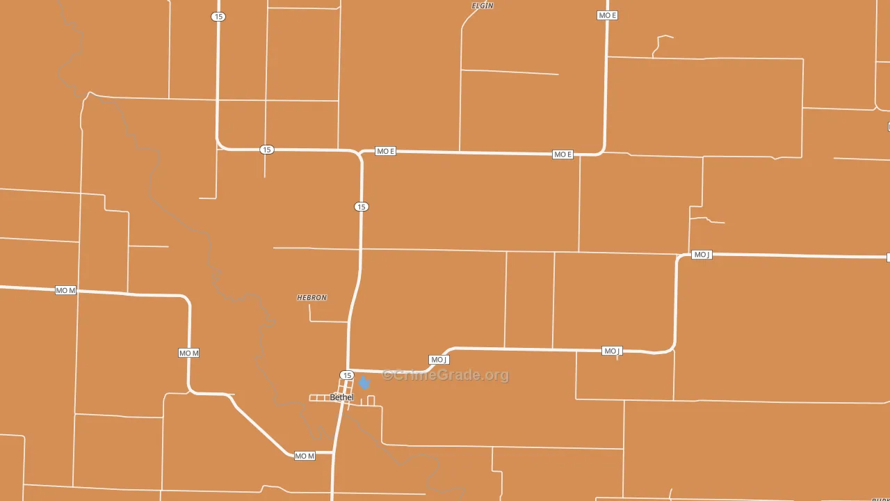 Bethel, MO Map of Drug-Related Crime Rates