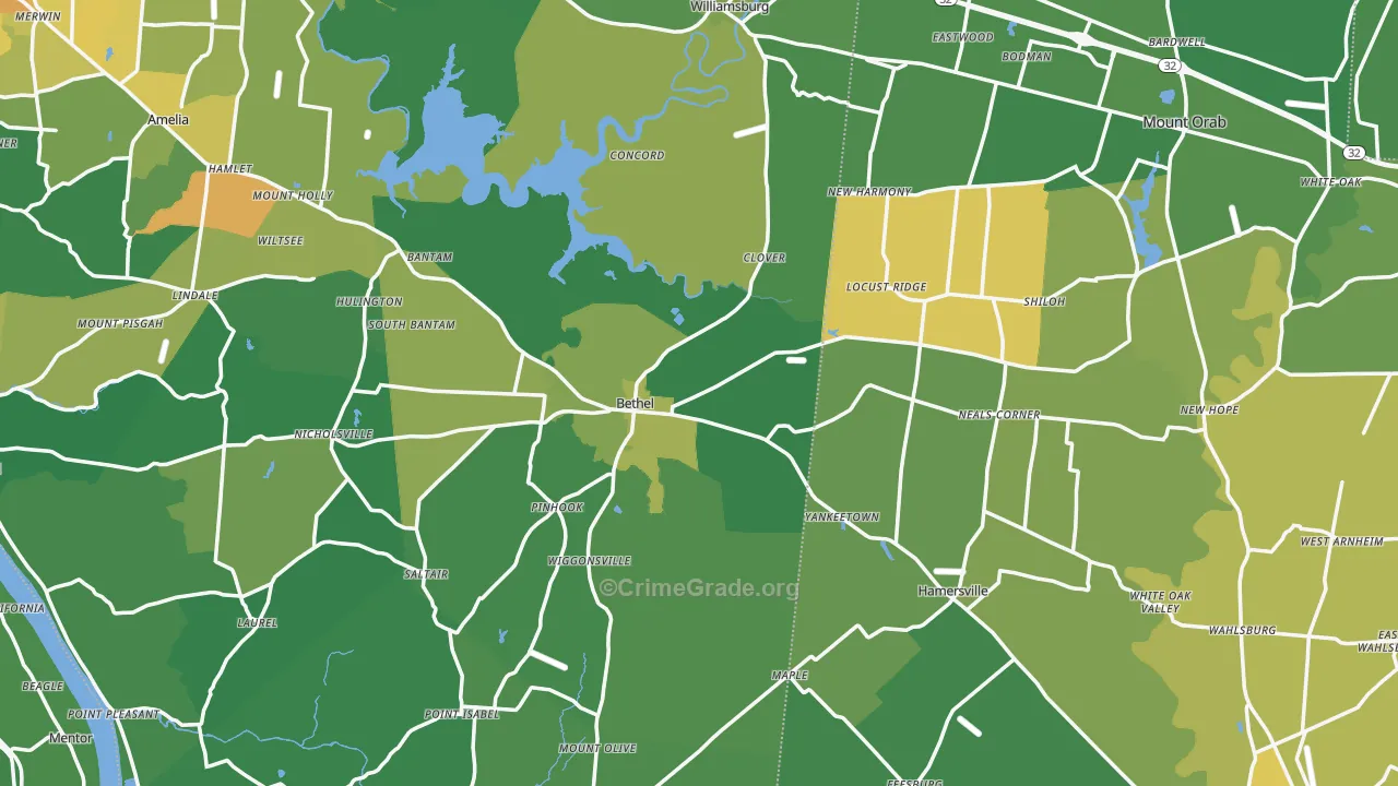 Bethel, OH Map of Drug-Related Crime Rates