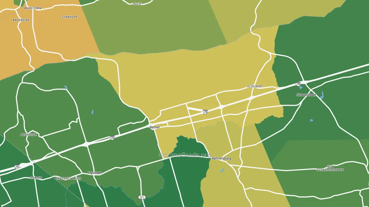 Bethel, PA Map of Drug-Related Crime Rates