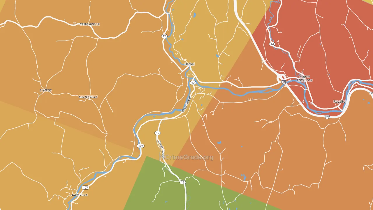 Bethel, VT Map of Drug-Related Crime Rates