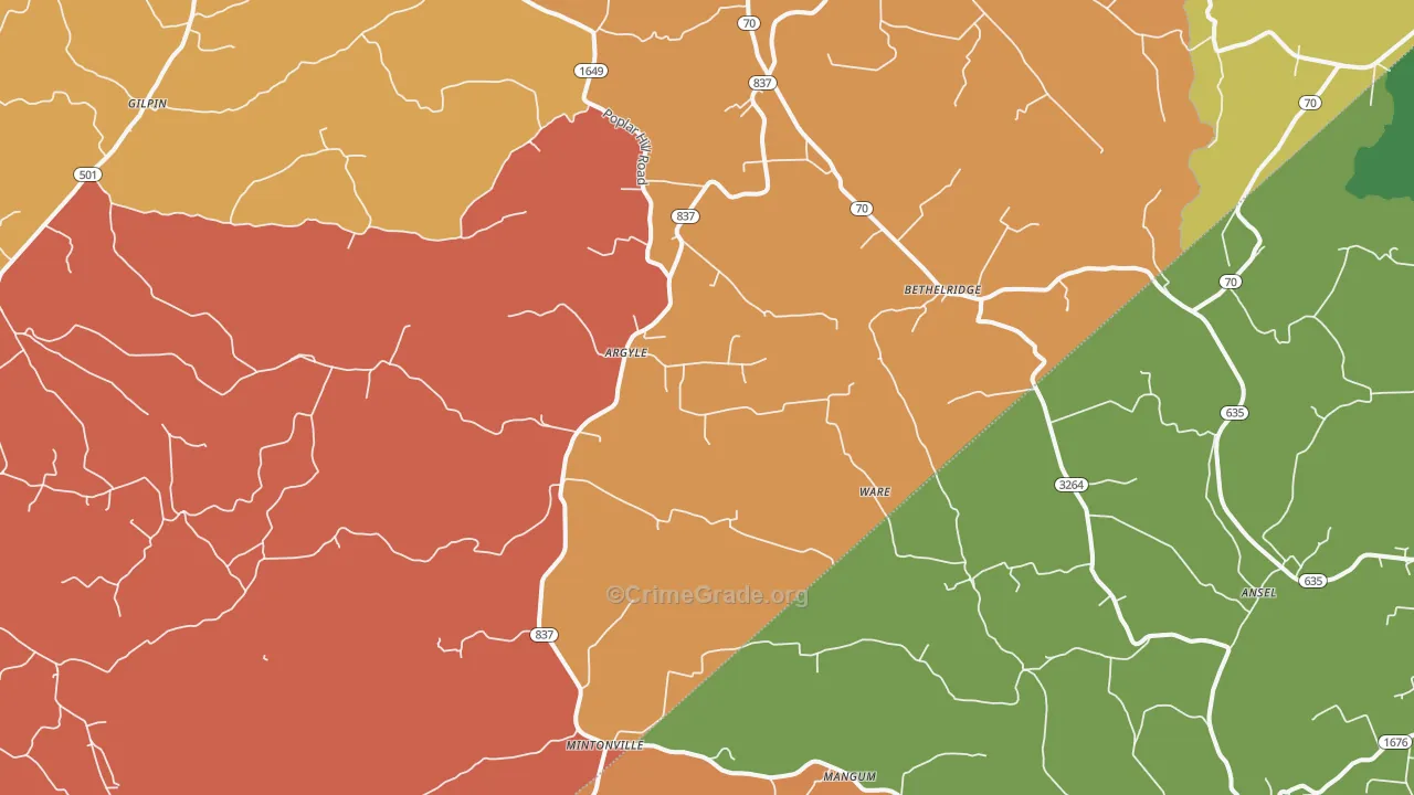 Bethelridge, KY Map of Drug-Related Crime Rates