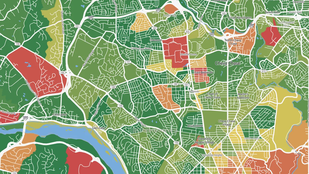 Bethesda, MD Map of Drug-Related Crime Rates