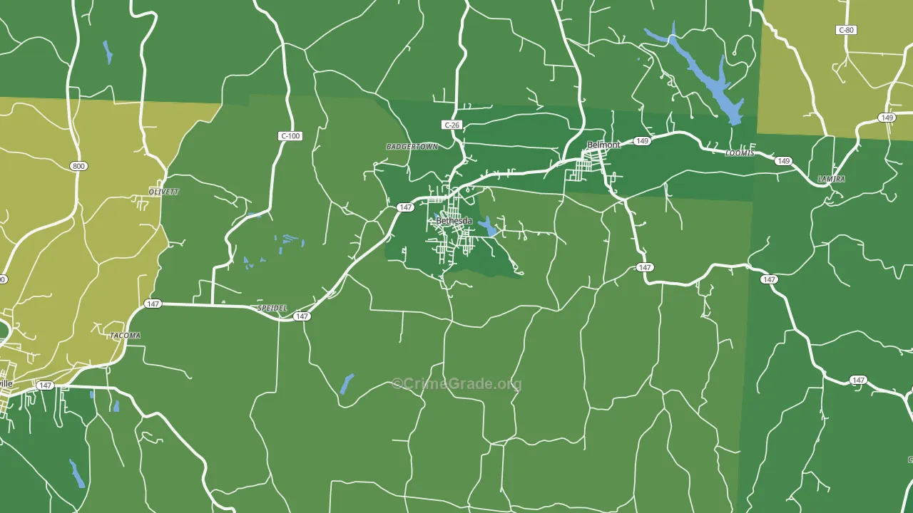 Bethesda, OH Map of Drug-Related Crime Rates
