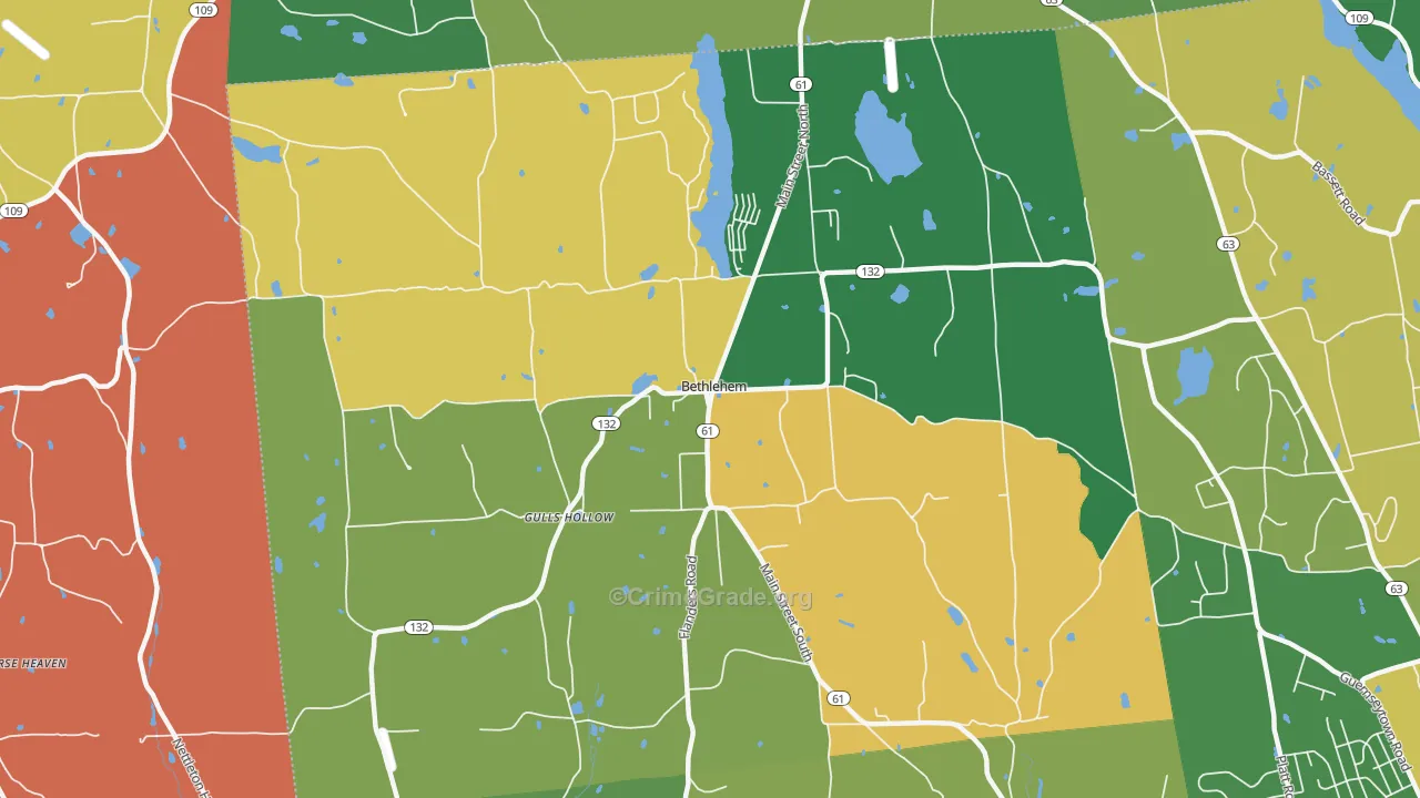 Bethlehem, CT Map of Drug-Related Crime Rates