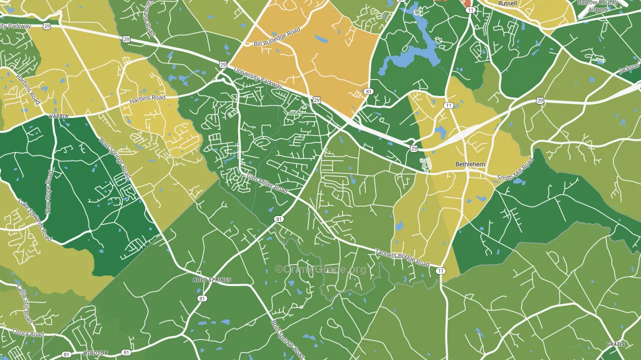 Bethlehem, GA Map of Drug-Related Crime Rates