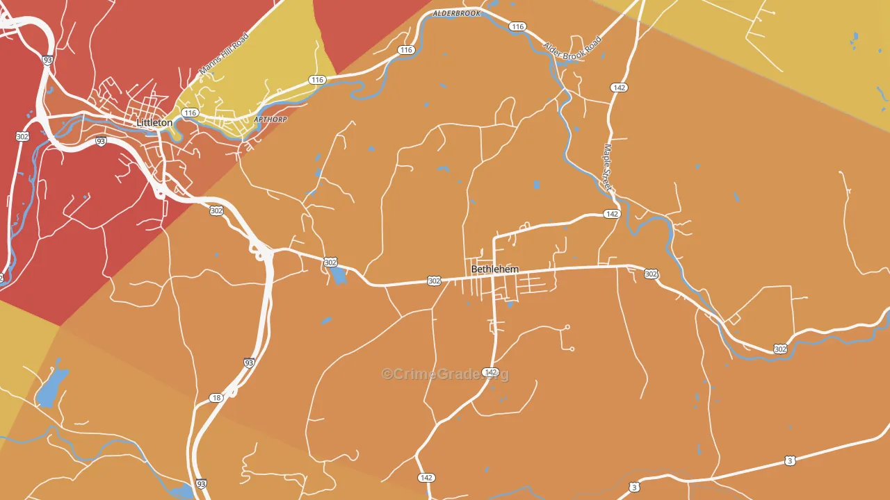 Bethlehem, NH Map of Drug-Related Crime Rates