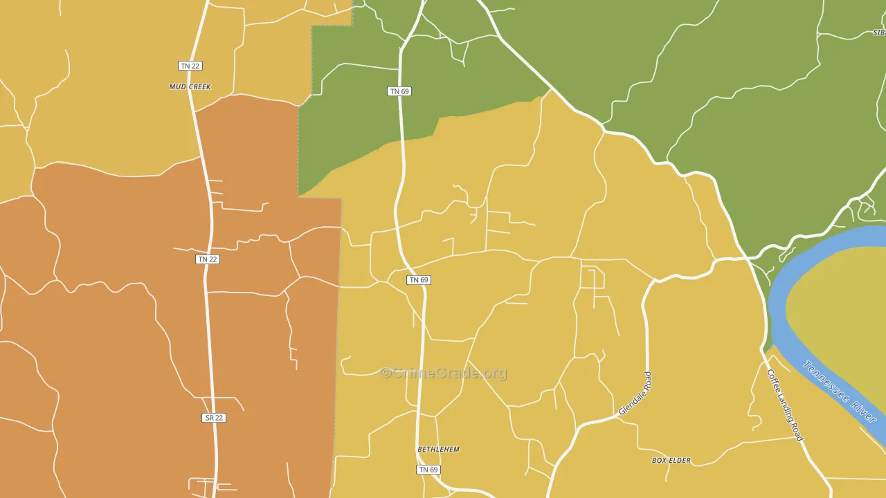 Bethlehem, TN Map of Drug-Related Crime Rates