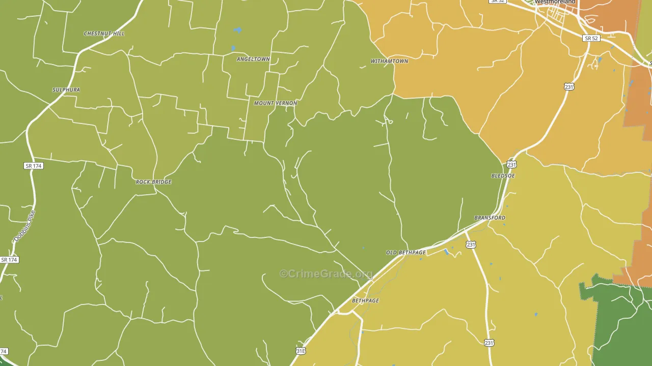 Bethpage, TN Map of Drug-Related Crime Rates