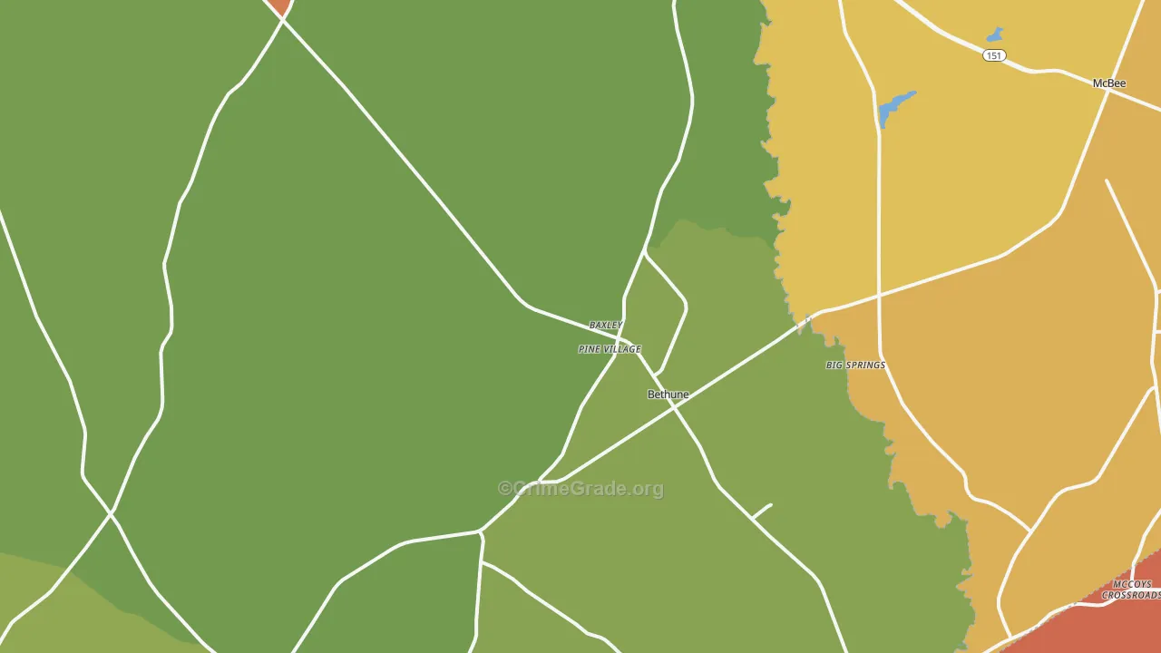Bethune, SC Map of Drug-Related Crime Rates