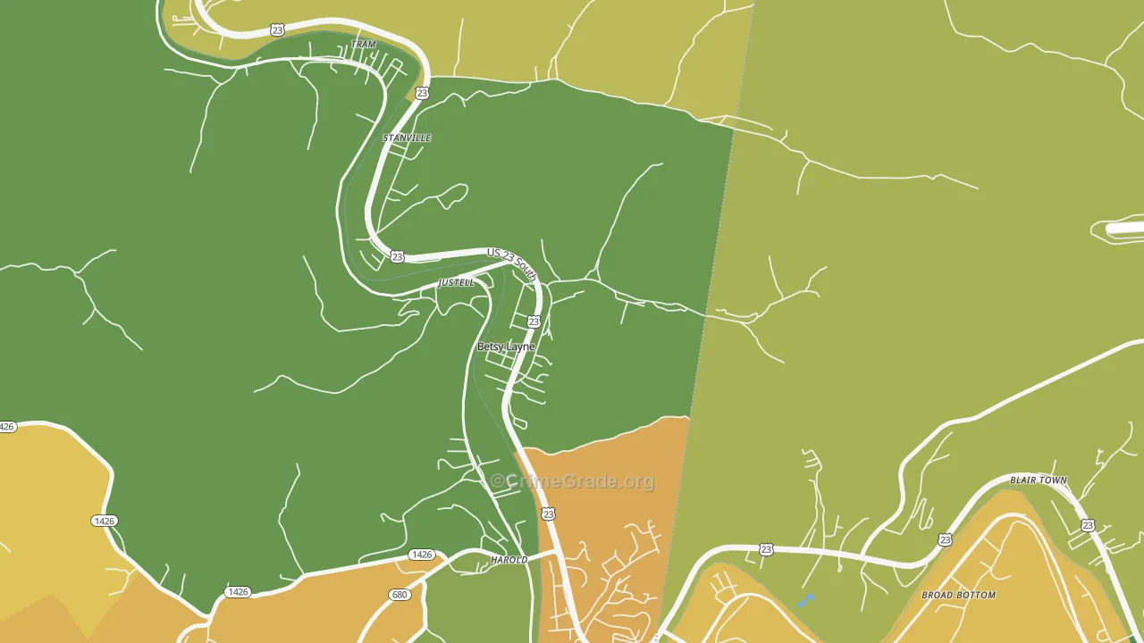 Betsy Layne, KY Map of Drug-Related Crime Rates