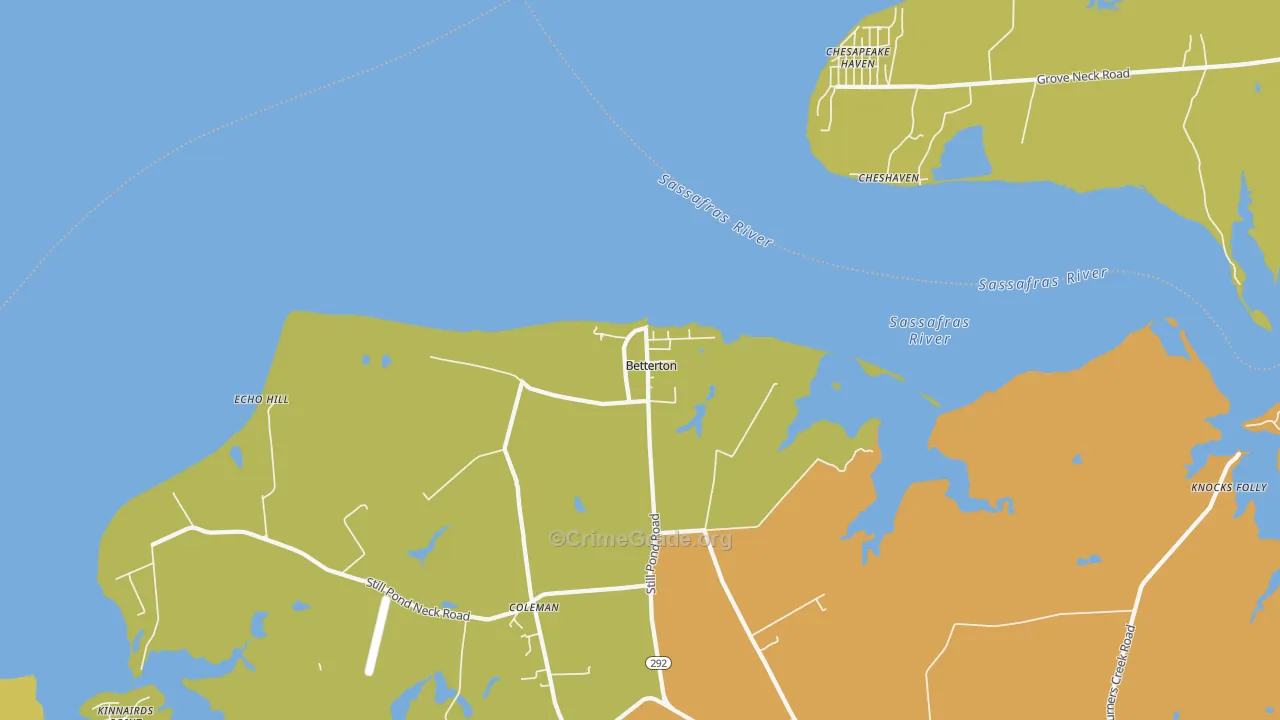Betterton, MD Map of Drug-Related Crime Rates