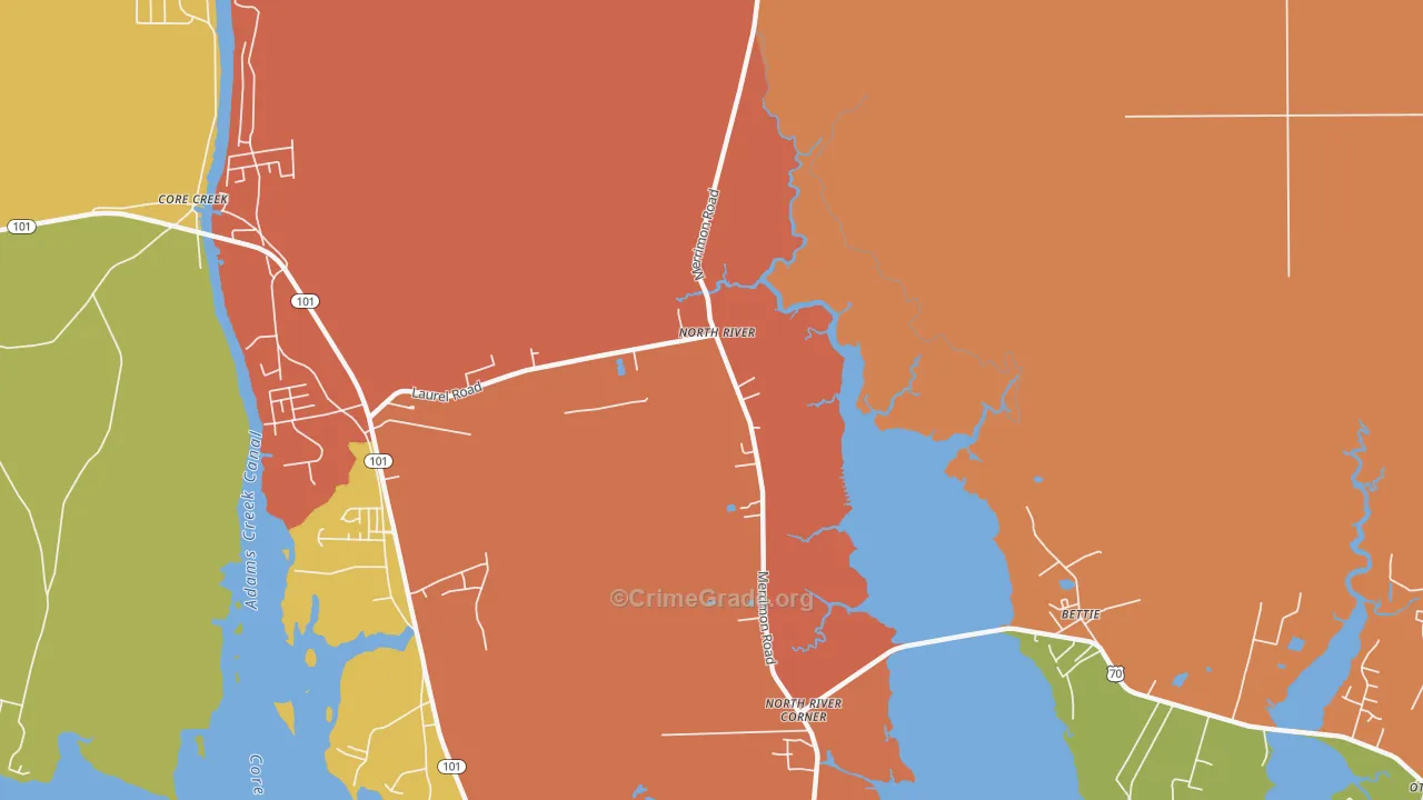Bettie, NC Map of Drug-Related Crime Rates