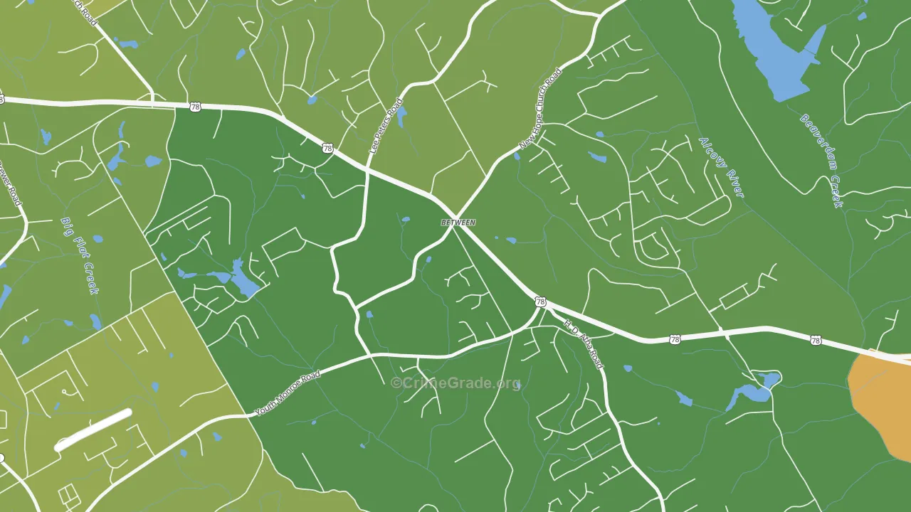 Between, GA Map of Drug-Related Crime Rates