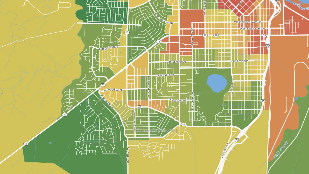 Beulah Heights, Pueblo, CO Map of Drug-Related Crime Rates