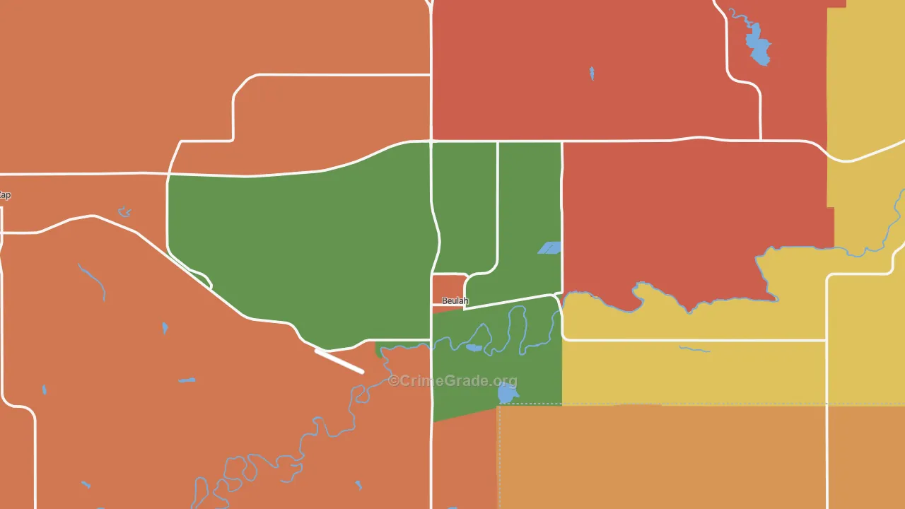 Beulah, ND Map of Drug-Related Crime Rates