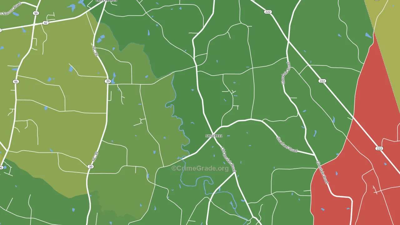 Beulahtown, NC Map of Drug-Related Crime Rates