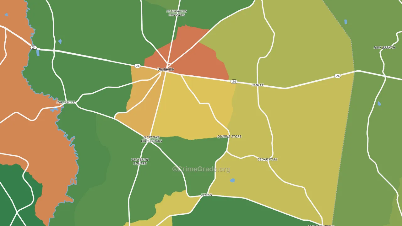 Beulaville, NC Map of Drug-Related Crime Rates