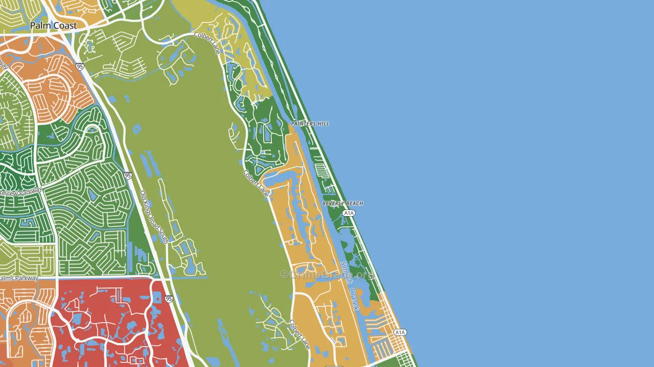 Beverly Beach, FL Map of Drug-Related Crime Rates