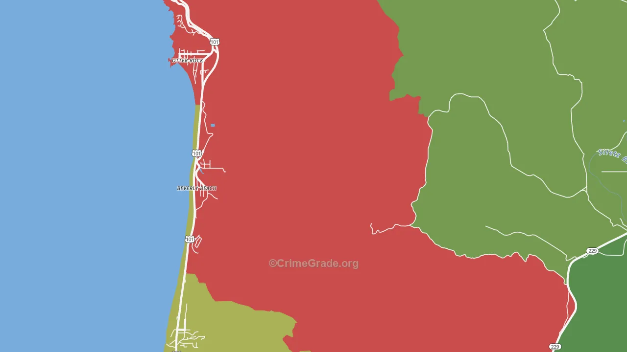 Beverly Beach, OR Map of Drug-Related Crime Rates