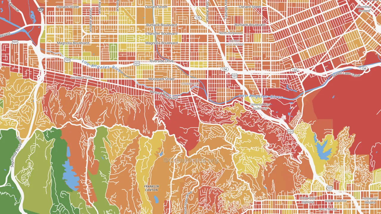 Beverly Glen, Studio City, CA Map of Drug-Related Crime Rates