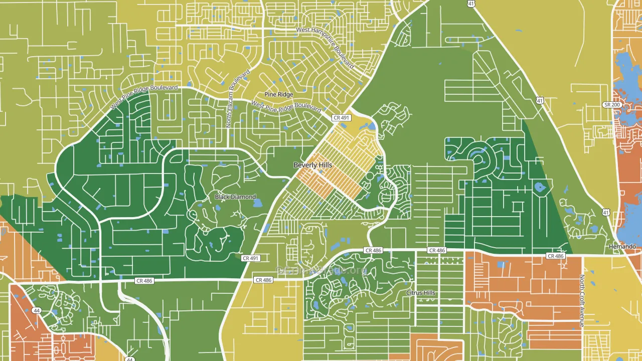 Beverly Hills, FL Map of Drug-Related Crime Rates