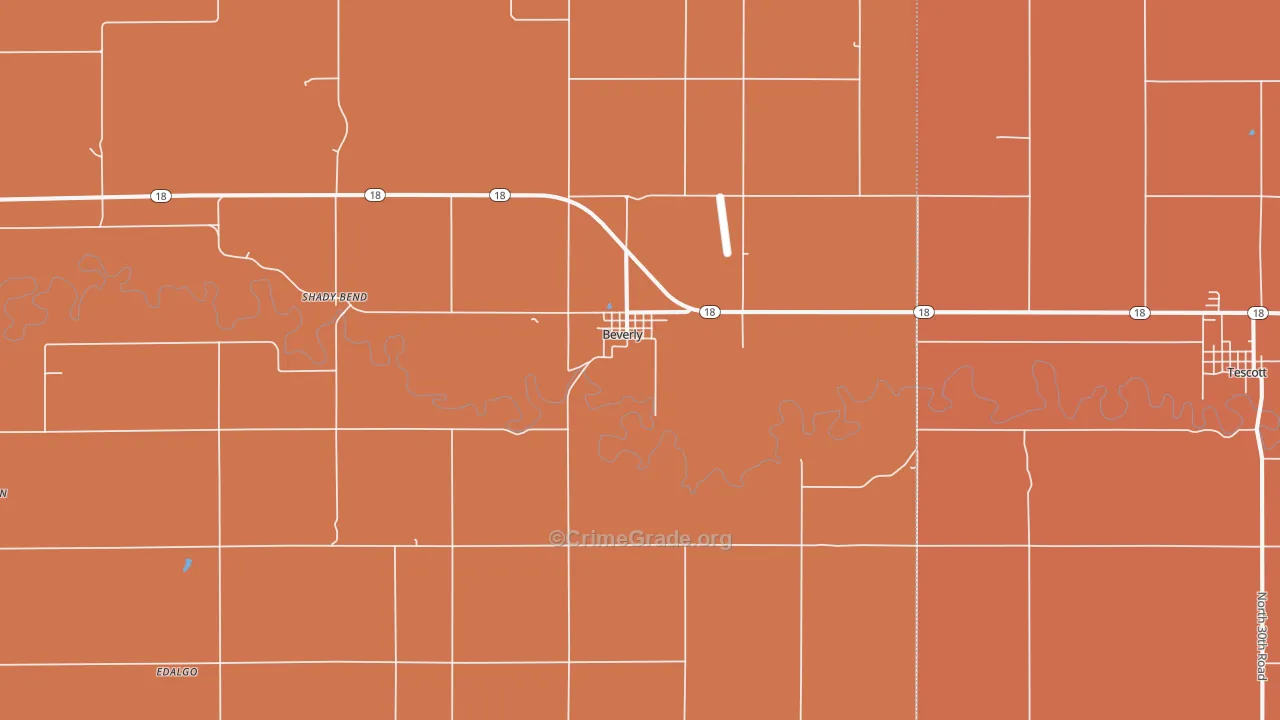 Beverly, KS Map of Drug-Related Crime Rates