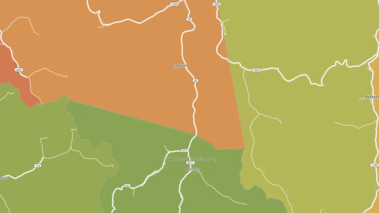 Beverly, KY Map of Drug-Related Crime Rates