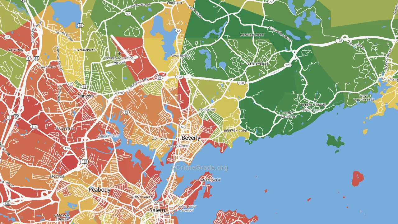 Beverly, MA Map of Drug-Related Crime Rates