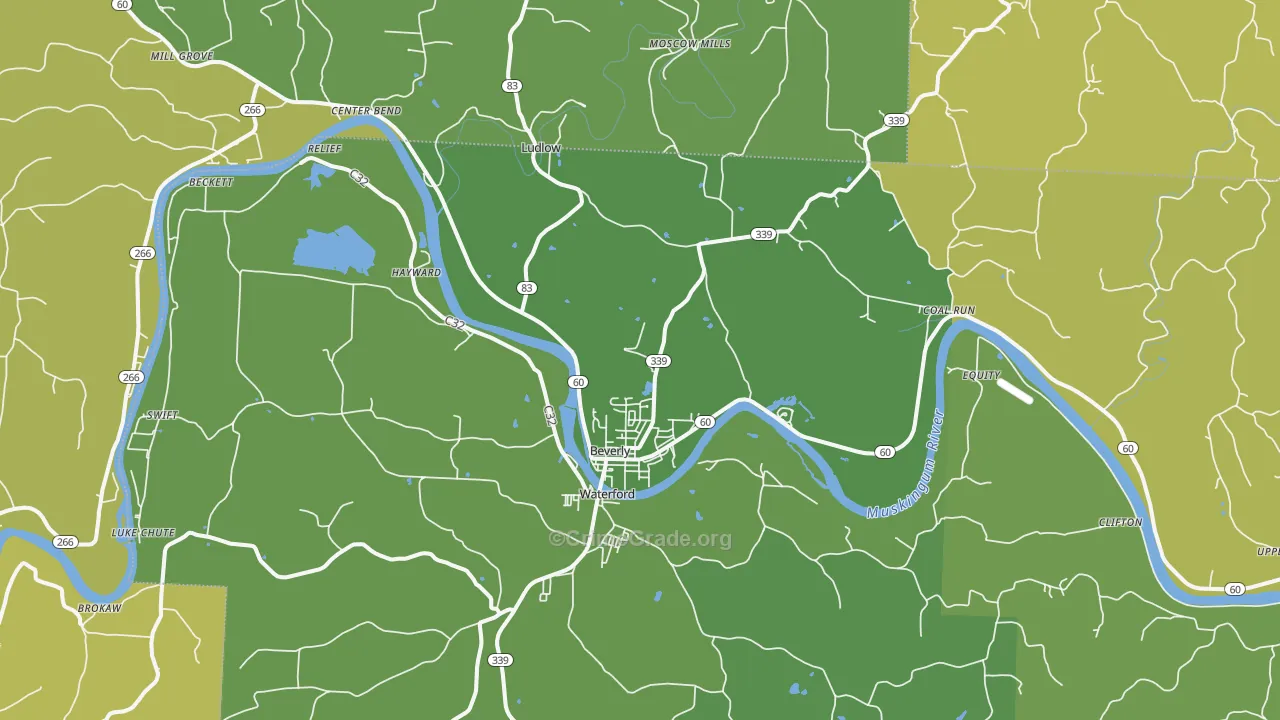 Beverly, OH Map of Drug-Related Crime Rates