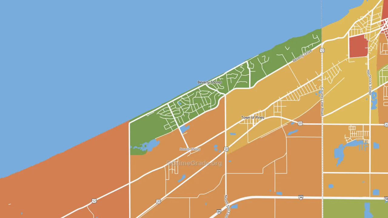 Beverly Shores, IN Map of Drug-Related Crime Rates