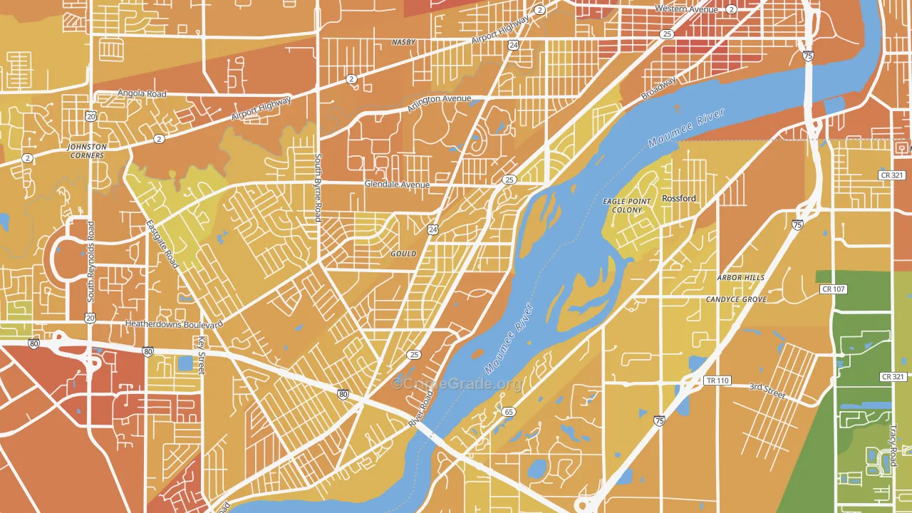 Beverly, Toledo, OH Map of Drug-Related Crime Rates